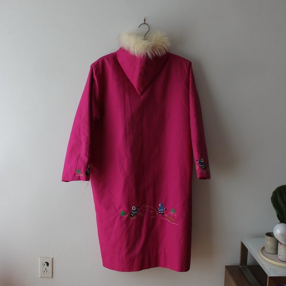 Vintage Pink Embroidered Long Coat