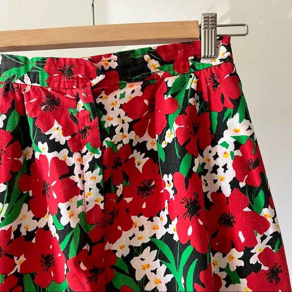 Vintage Floral Red Skirt