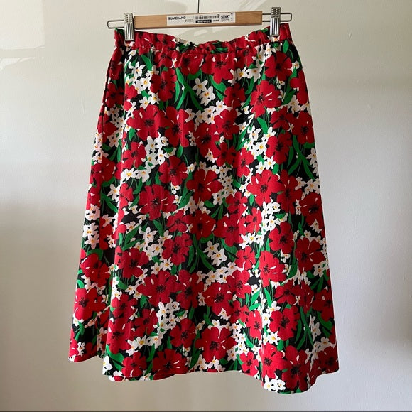 Vintage Floral Red Skirt