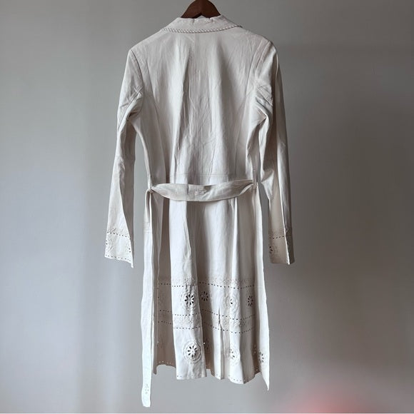 Wendy Murray White Leather Trench Coat