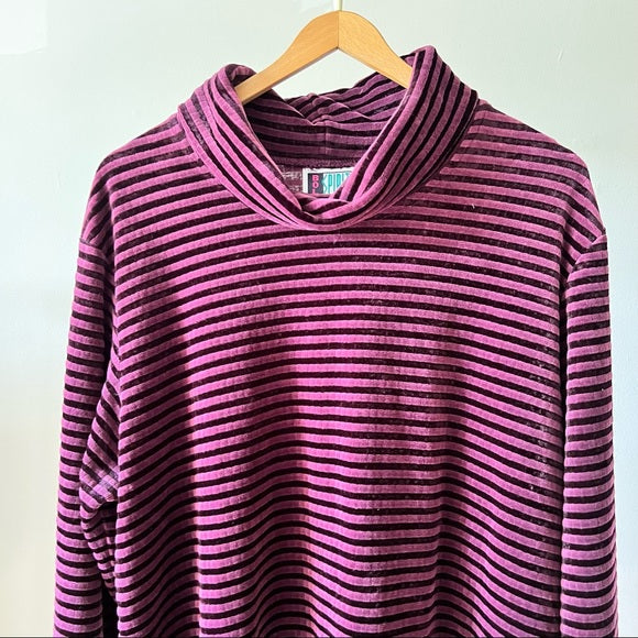 Vintage Velvet Striped Turtleneck Sweater 1X