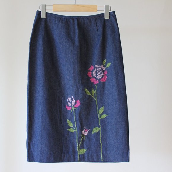 Japanese Floral Blue Skirt