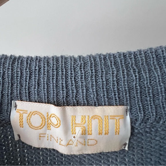 Vintage Top Knit Blue Wool Sweater