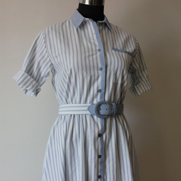 Vintage Striped Blue and White Dress