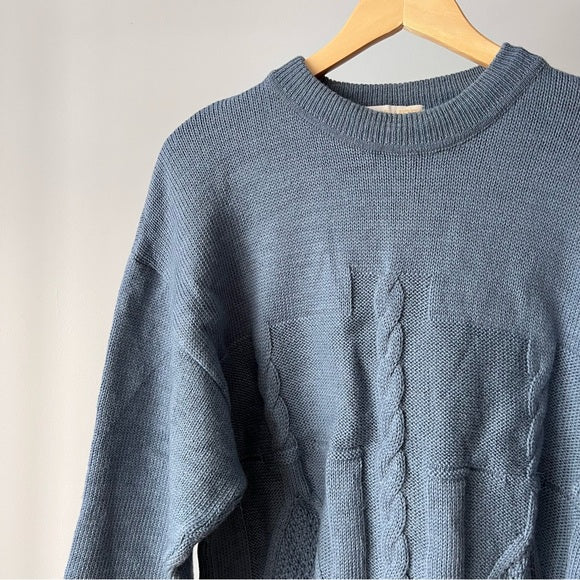 Vintage Top Knit Blue Wool Sweater