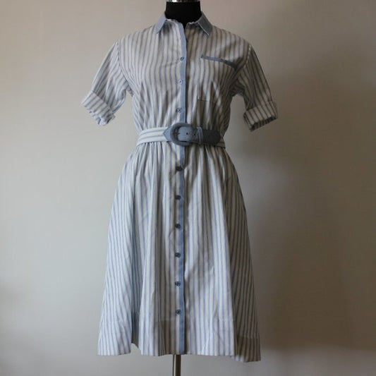 Vintage Striped Blue and White Dress