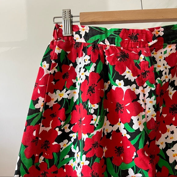 Vintage Floral Red Skirt