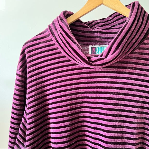 Vintage Velvet Striped Turtleneck Sweater 1X