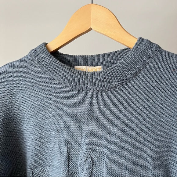 Vintage Top Knit Blue Wool Sweater