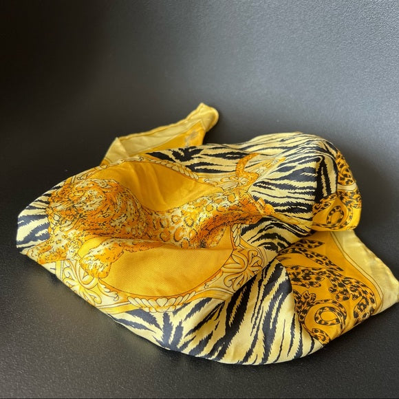 Vintage Tiger Yellow Silk Square Scarf