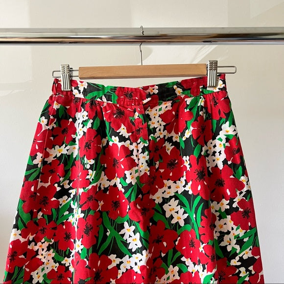 Vintage Floral Red Skirt