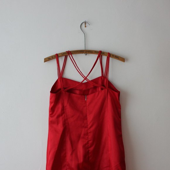 Vintage Satin Long Red Dress