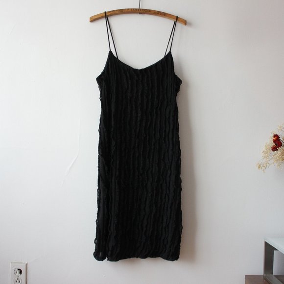 Vintage Textured Black Dress