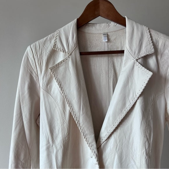 Wendy Murray White Leather Trench Coat