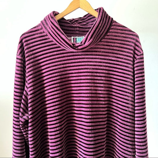 Vintage Velvet Striped Turtleneck Sweater 1X