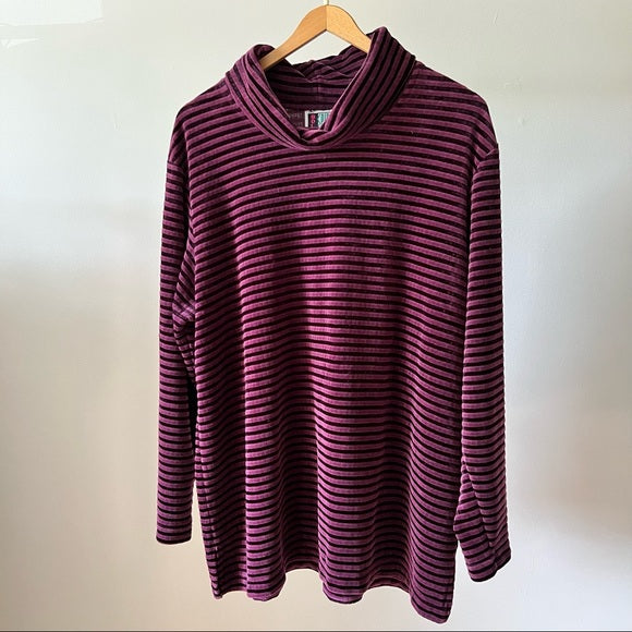 Vintage Velvet Striped Turtleneck Sweater 1X