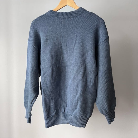 Vintage Top Knit Blue Wool Sweater