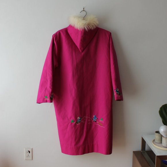 Vintage Pink Embroidered Long Coat