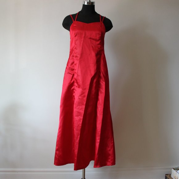 Vintage Satin Long Red Dress