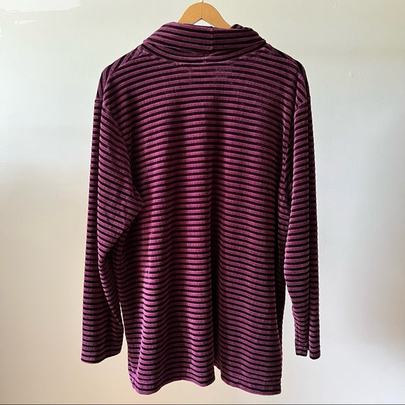 Vintage Velvet Striped Turtleneck Sweater 1X