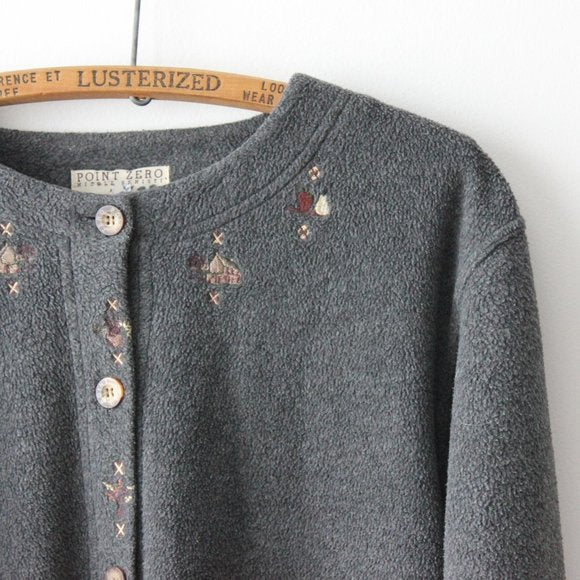 Vintage Point Zero Button Up Fleece Sweater