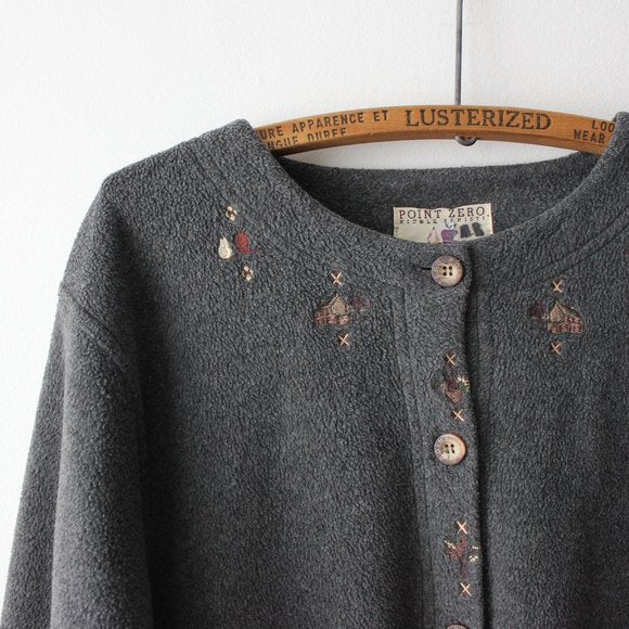 Vintage Point Zero Button Up Fleece Sweater