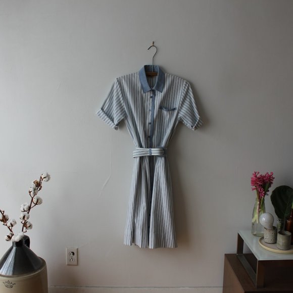 Vintage Striped Blue and White Dress