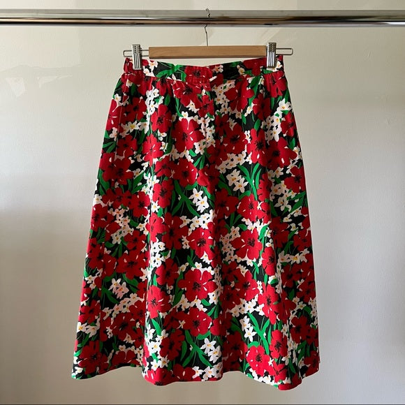 Vintage Floral Red Skirt