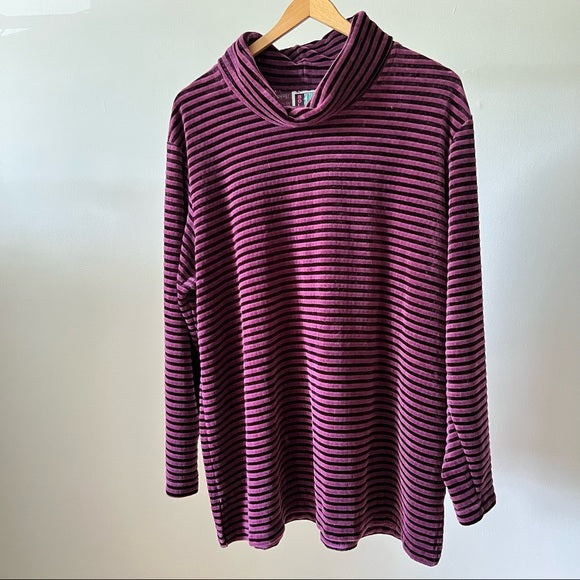 Vintage Velvet Striped Turtleneck Sweater 1X