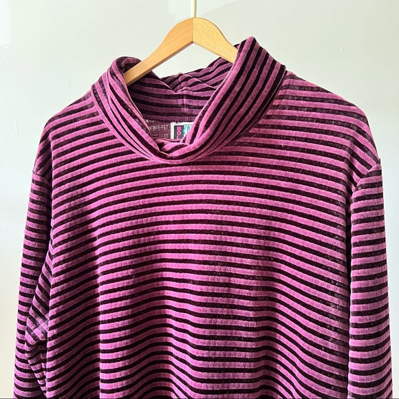 Vintage Velvet Striped Turtleneck Sweater 1X