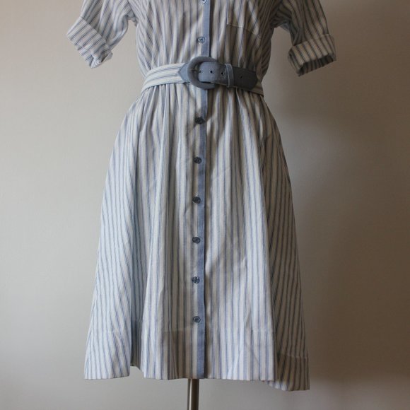 Vintage Striped Blue and White Dress