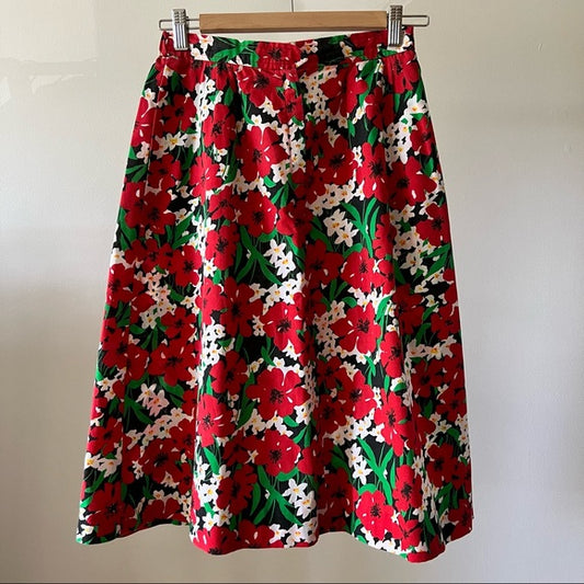 Vintage Floral Red Skirt