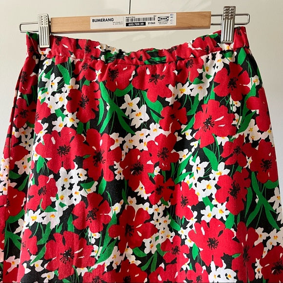 Vintage Floral Red Skirt