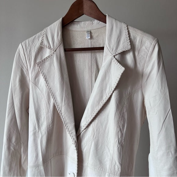 Wendy Murray White Leather Trench Coat