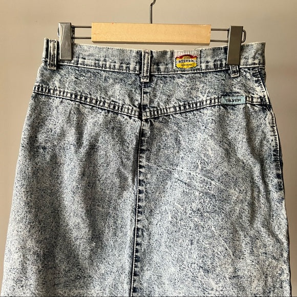 Vintage Silver Denim Skirt