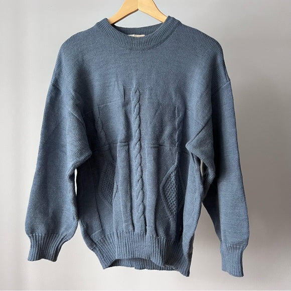 Vintage Top Knit Blue Wool Sweater