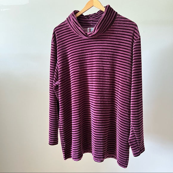 Vintage Velvet Striped Turtleneck Sweater 1X