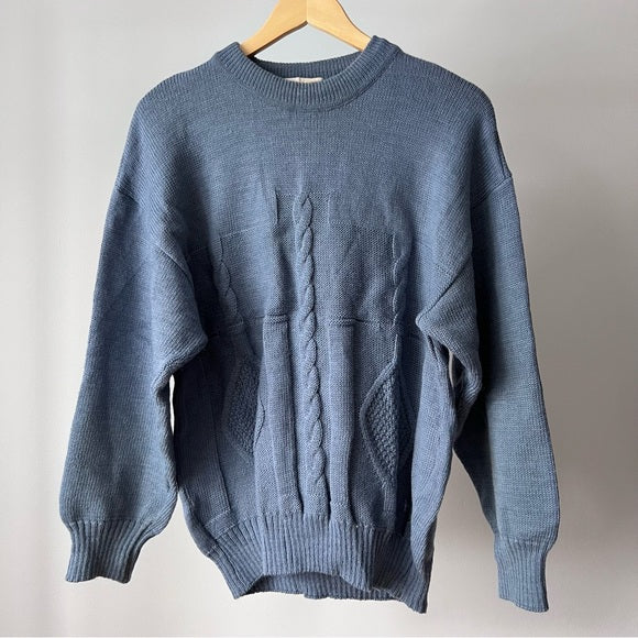 Vintage Top Knit Blue Wool Sweater