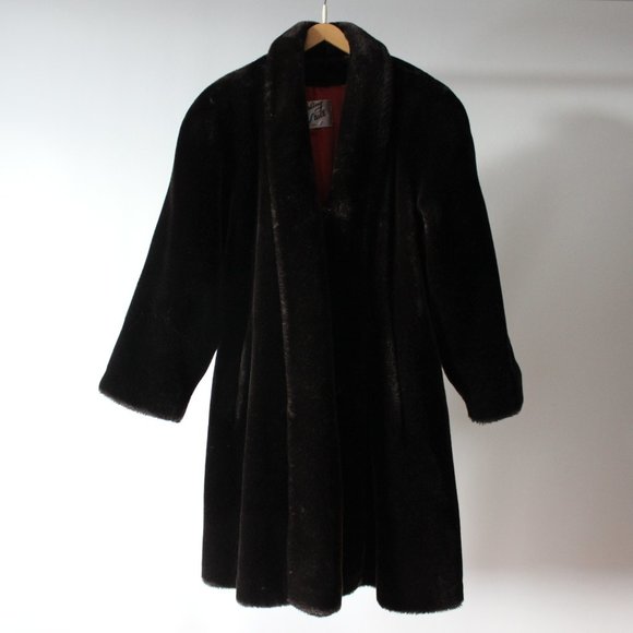 Vintage Sterling Stall Faux Fur Brown Coat