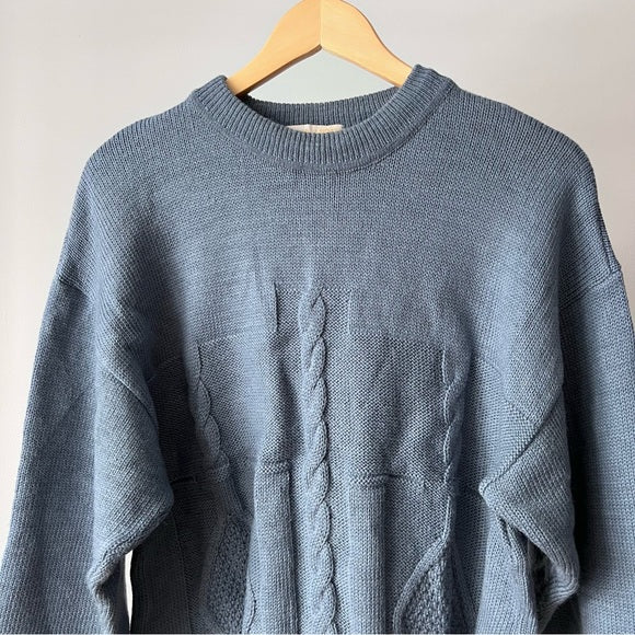 Vintage Top Knit Blue Wool Sweater