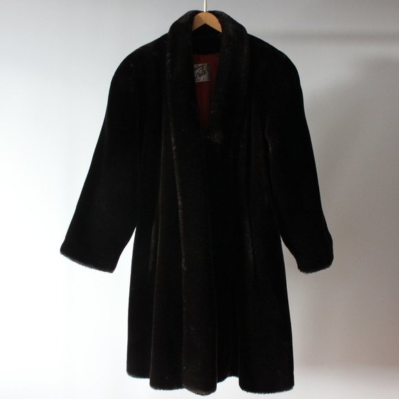 Vintage Sterling Stall Faux Fur Brown Coat