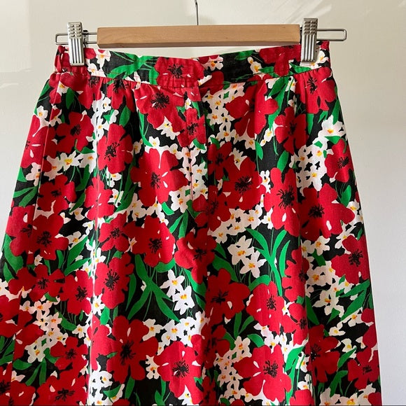 Vintage Floral Red Skirt