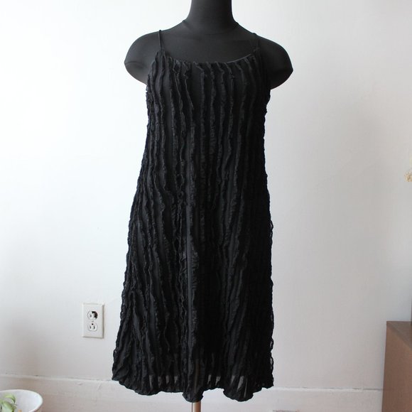 Vintage Textured Black Dress