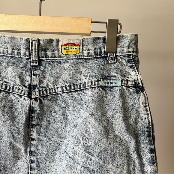 Vintage Silver Denim Skirt