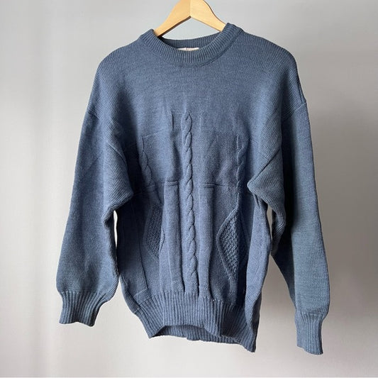 Vintage Top Knit Blue Wool Sweater