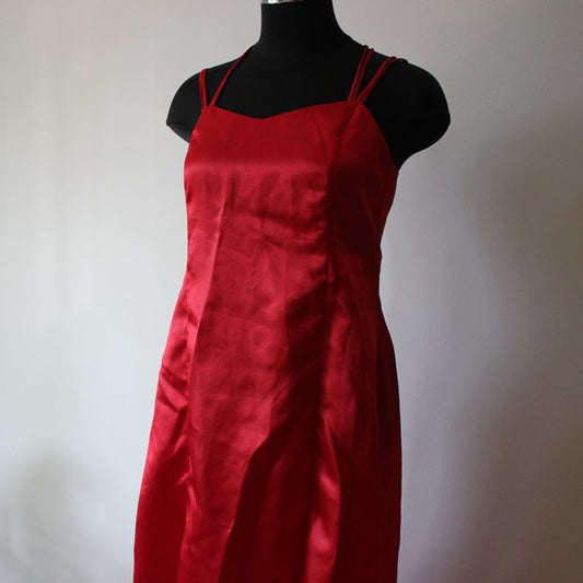 Vintage Satin Long Red Dress