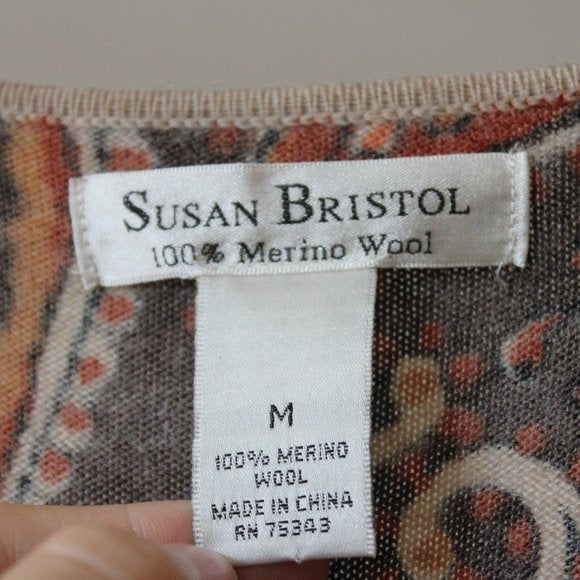 Vintage Susan Bristol Brown Merino Sweater