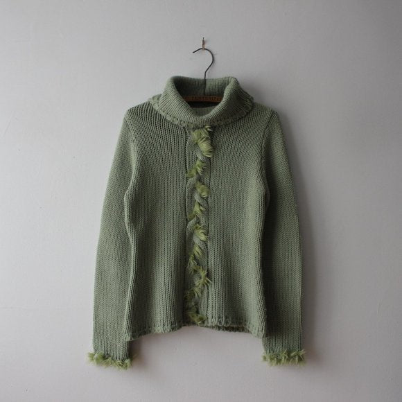 Fun Vintage Green Cowl/Turtleneck Sweater Large