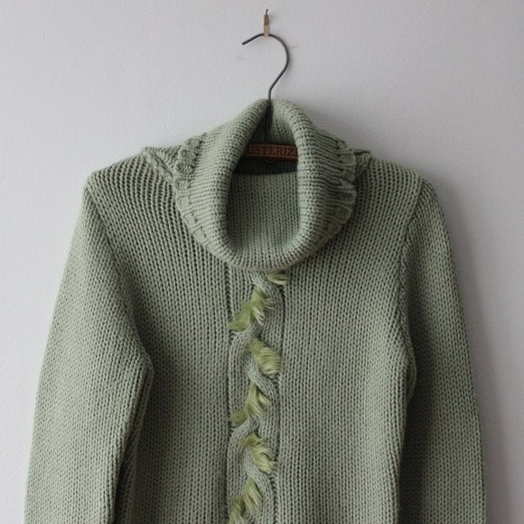 Fun Vintage Green Cowl/Turtleneck Sweater Large