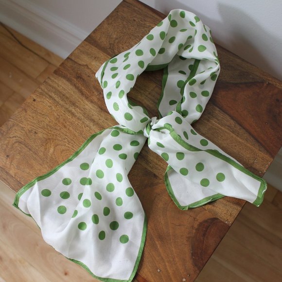 Vintage Polka Dot Green Scarf